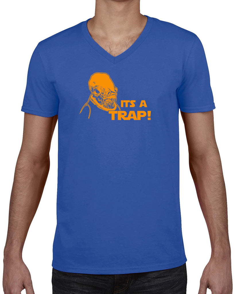 It's A Trap Mens V-Neck Shirt Star Wars Admiral Ackbar Funny Geek Nerd 80s Movie Jedi Force Light Saber Edit alt text