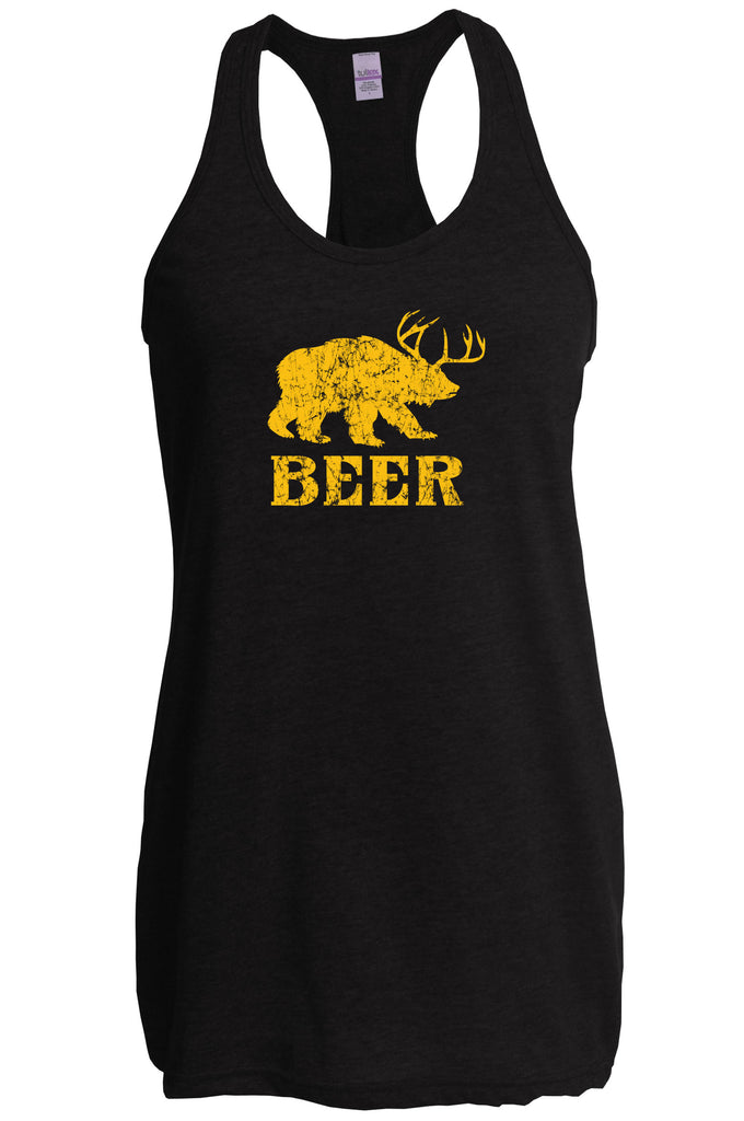 Beer Bear Deer Racer Back Tank Top Racerback Party Costume Rude Vulgar Drunk Drinking Game College