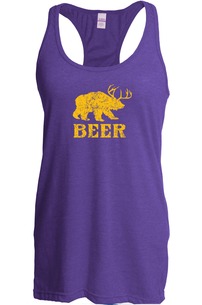 Beer Bear Deer Racer Back Tank Top Racerback Party Costume Rude Vulgar Drunk Drinking Game College