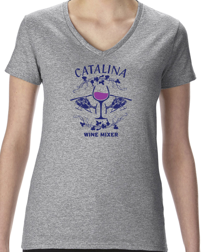 Catalina Wine Mixer Womens V-Neck Shirt Step Brothers Movie Prestige Worldwide Boats N Hoes College Party