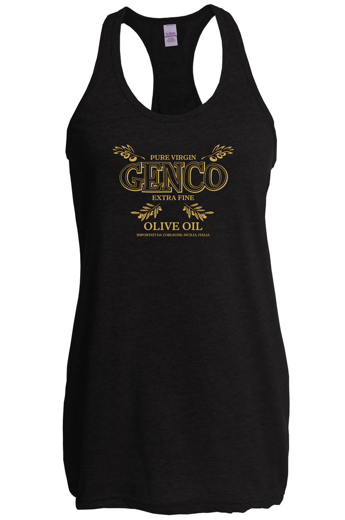 Genco Olive Oil Racer Back Racerback Tank Top Godfather Movie Mafia Mobster Don Corleone Halloween Costume