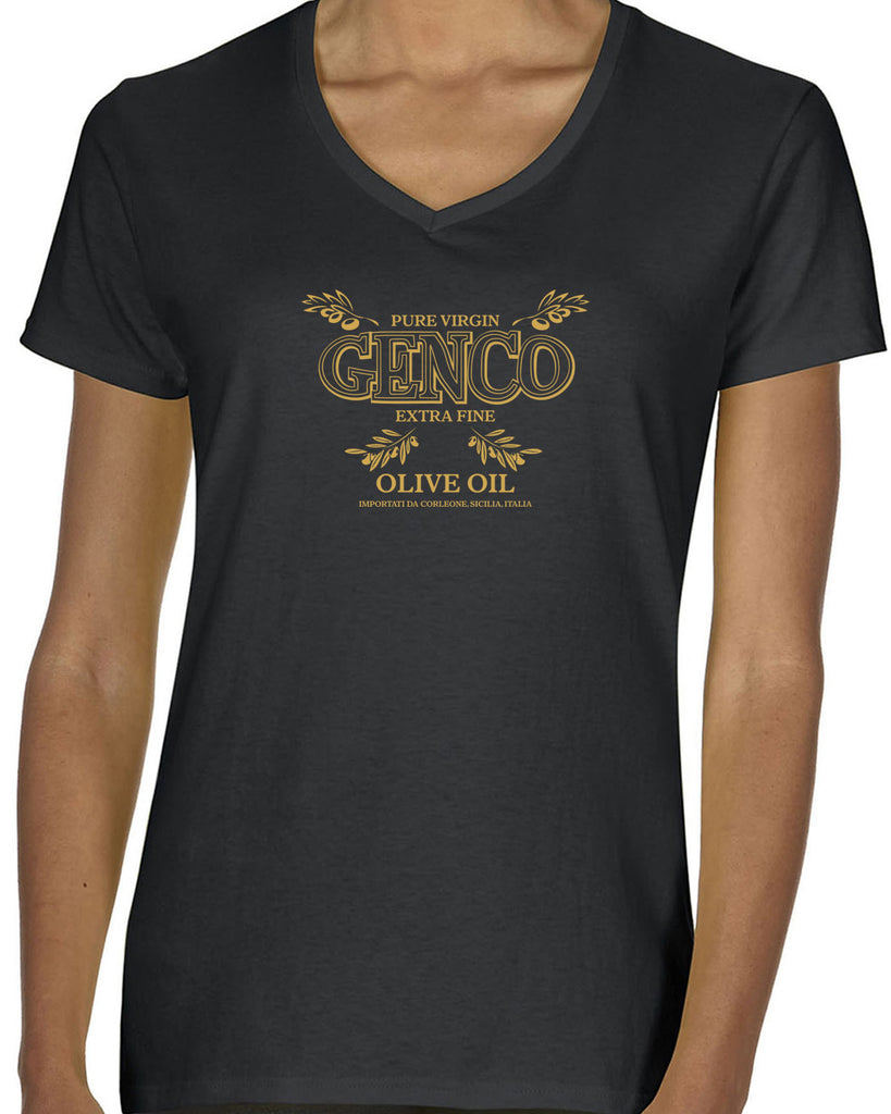 Genco Olive Oil Womens V Neck Shirt Godfather Movie Mafia Mobster Don Corleone Halloween Costume