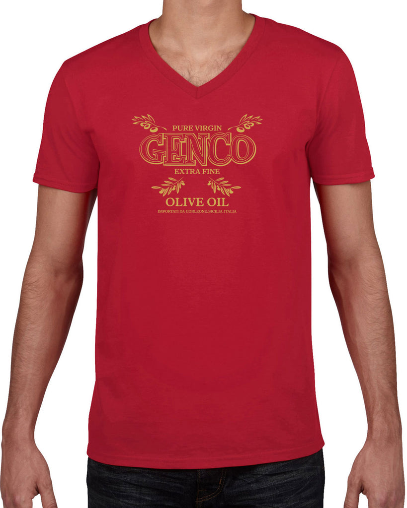 Genco Olive Oil Mens V-Neck Shirt Godfather Movie Mafia Mobster Don Corleone Halloween Costume
