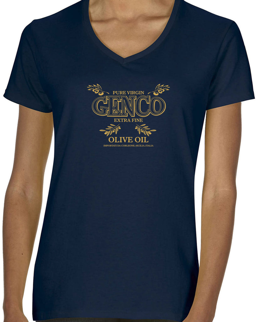 Genco Olive Oil Womens V Neck Shirt Godfather Movie Mafia Mobster Don Corleone Halloween Costume