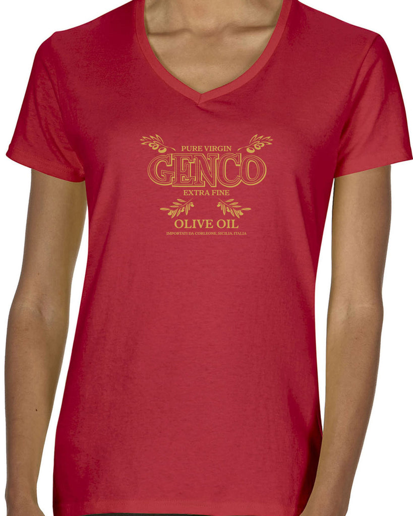 Genco Olive Oil Womens V Neck Shirt Godfather Movie Mafia Mobster Don Corleone Halloween Costume