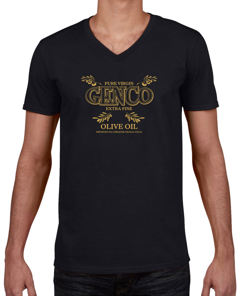 Genco Olive Oil Mens V-Neck Shirt Godfather Movie Mafia Mobster Don Corleone Halloween Costume