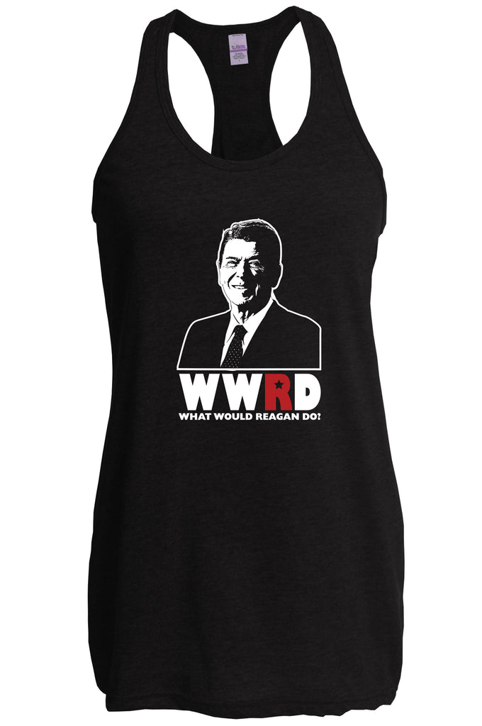 What Would Reagan Do? Bush 1984 Racer Back Tank Top racerback election campaign rally president 80s party costume vintage retro