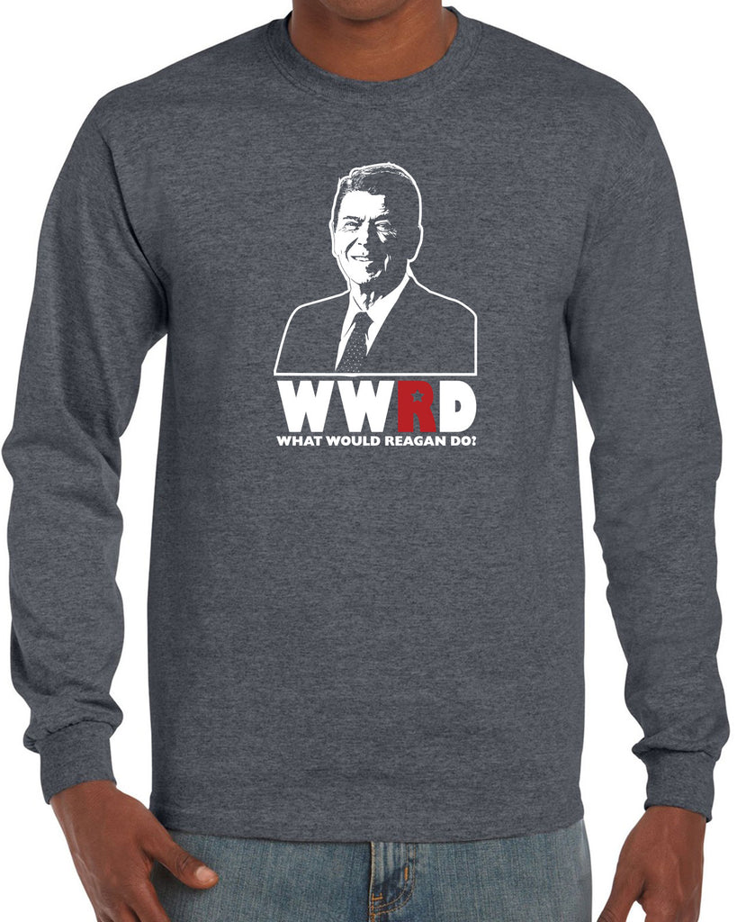 What Would Reagan Do? Bush 1984 Long Sleeve Shirt election campaign rally president 80s party costume vintage retro