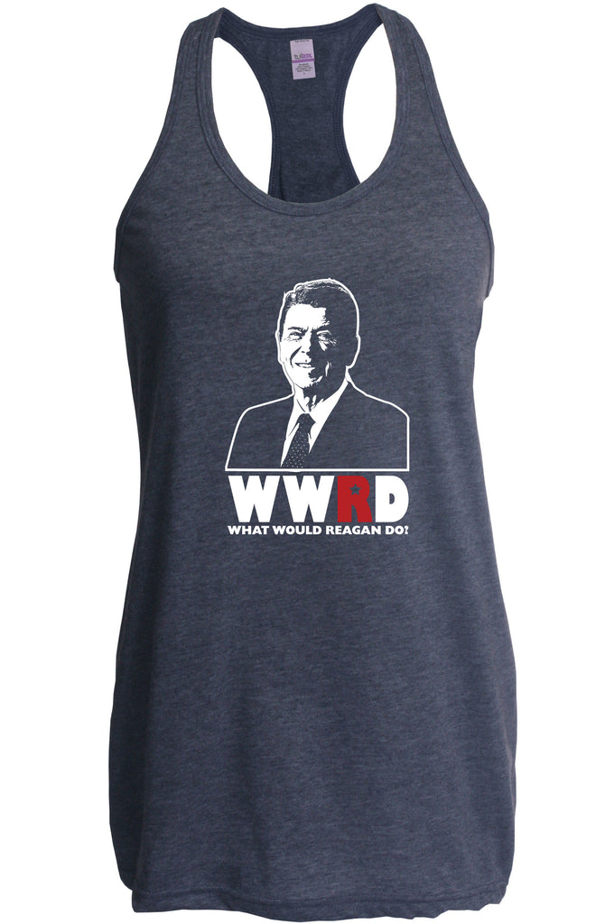 What Would Reagan Do? Bush 1984 Racer Back Tank Top racerback election campaign rally president 80s party costume vintage retro
