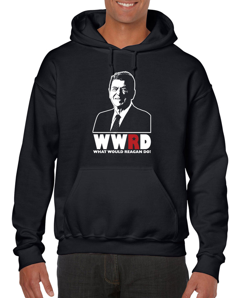 What Would Reagan Do? Bush 1984 Hoodie Hooded Sweatshirt election campaign rally president 80s party costume vintage retro