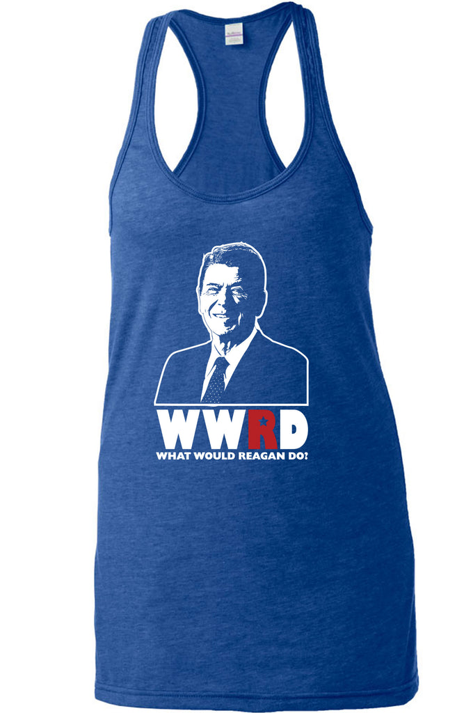 What Would Reagan Do? Bush 1984 Racer Back Tank Top racerback election campaign rally president 80s party costume vintage retro
