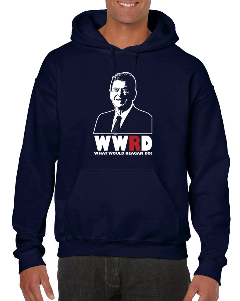 What Would Reagan Do? Bush 1984 Hoodie Hooded Sweatshirt election campaign rally president 80s party costume vintage retro