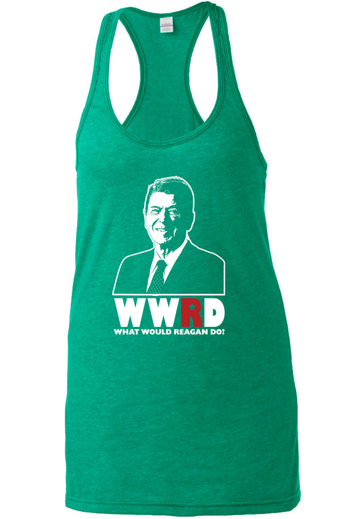 What Would Reagan Do? Bush 1984 Racer Back Tank Top racerback election campaign rally president 80s party costume vintage retro