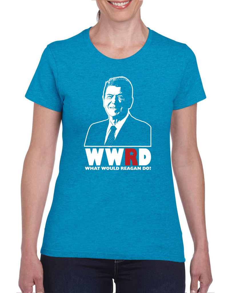 What Would Reagan Do? Bush 1984 Womens T-Shirt election campaign rally president 80s party costume vintage retro