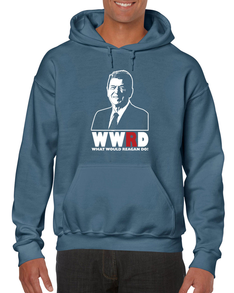 What Would Reagan Do? Bush 1984 Hoodie Hooded Sweatshirt election campaign rally president 80s party costume vintage retro