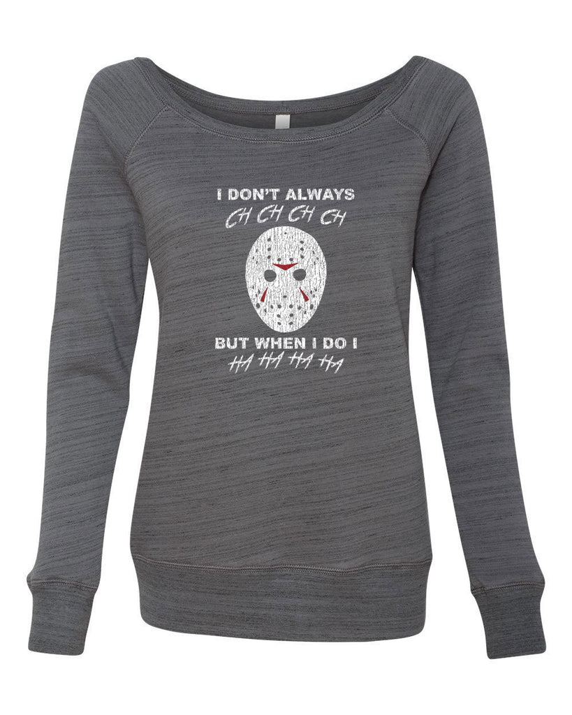 Womens Off Shoulder Sweatshirt funny 80s horror scary movie jason friday the 13th slasher costume halloween