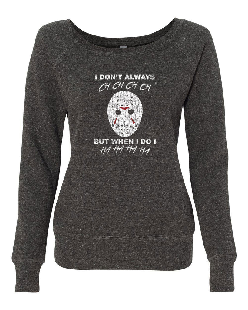 Womens Off Shoulder Sweatshirt funny 80s horror scary movie jason friday the 13th slasher costume halloween