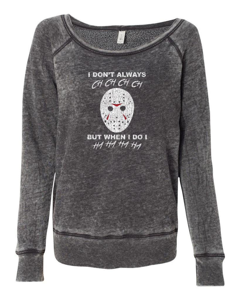 Womens Off Shoulder Sweatshirt funny 80s horror scary movie jason friday the 13th slasher costume halloween
