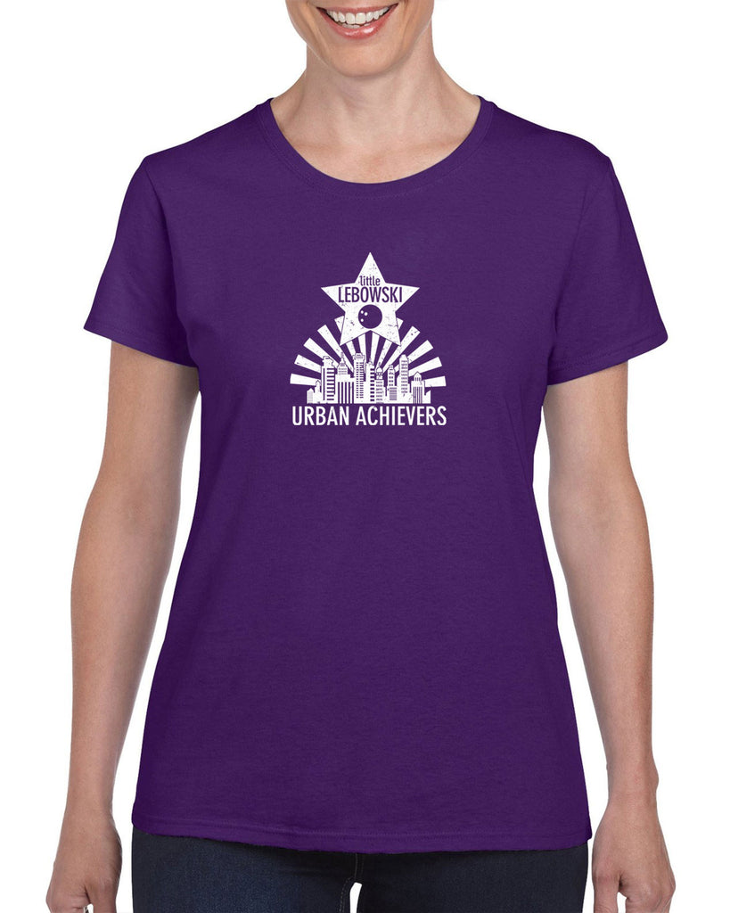 Little Lebowski Urban Achievers Womens T-Shirt The Big 90s Movie Stoner Dude Abides Bowling Party College