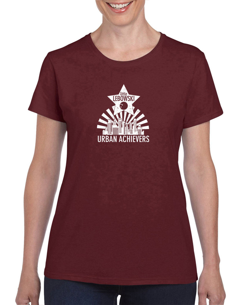 Little Lebowski Urban Achievers Womens T-Shirt The Big 90s Movie Stoner Dude Abides Bowling Party College