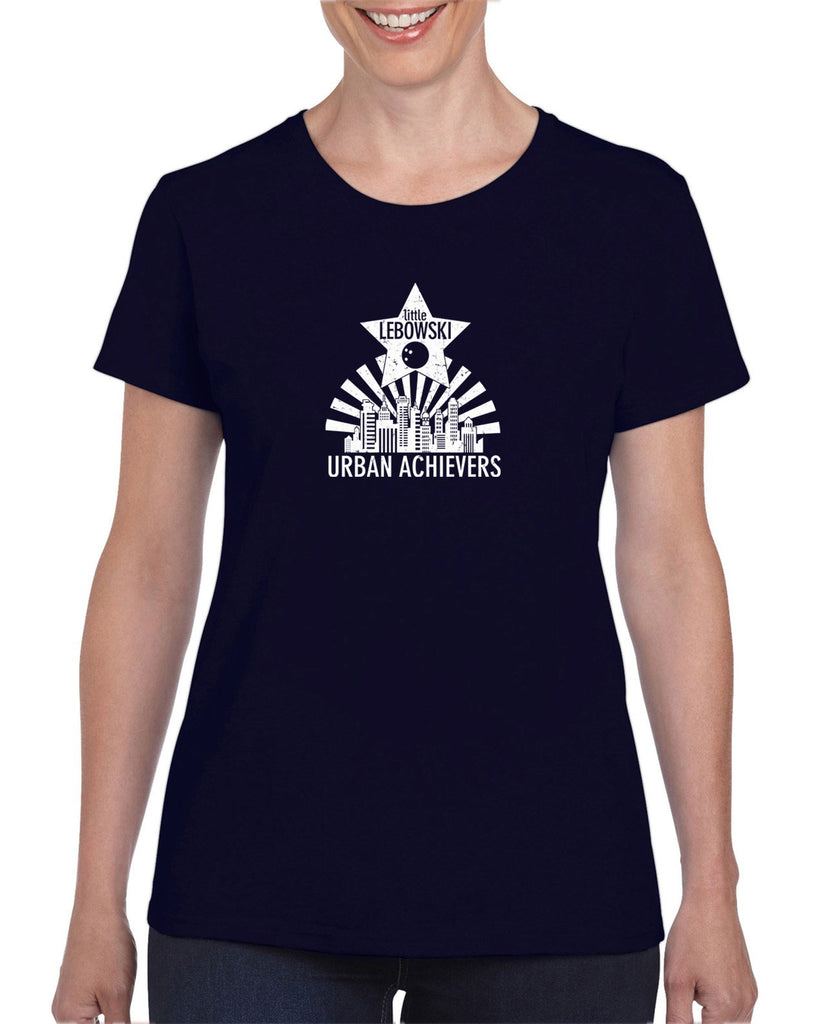Little Lebowski Urban Achievers Womens T-Shirt The Big 90s Movie Stoner Dude Abides Bowling Party College