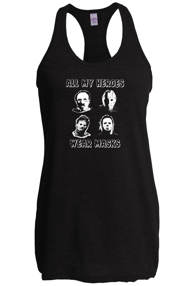 Women's Racer Back Tank Top - All My Heroes Wear Masks