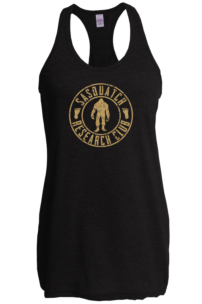 Sasquatch Research Club Racer Back Tank Top Racerback Yeti Bigfoot Squatching Gone Squatchin Squatch College Party Vintage