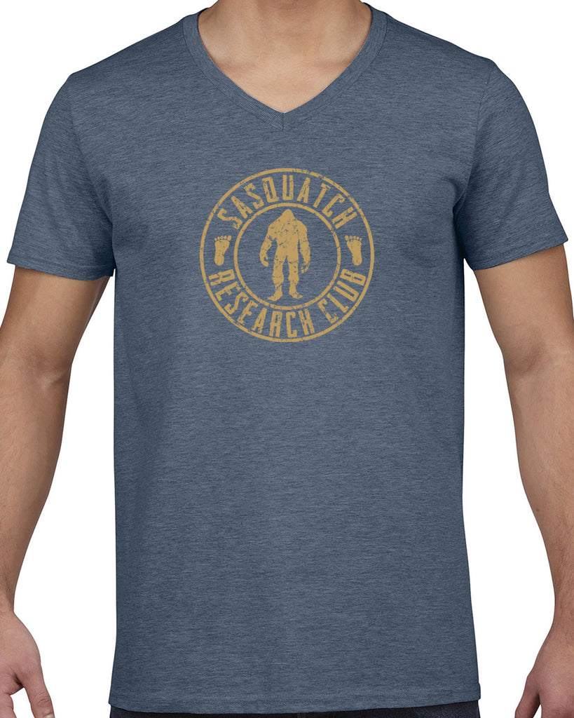 Sasquatch Research Club Mens V-Neck Shirt Yeti Bigfoot Squatching Gone Squatchin Squatch College Party Vintage