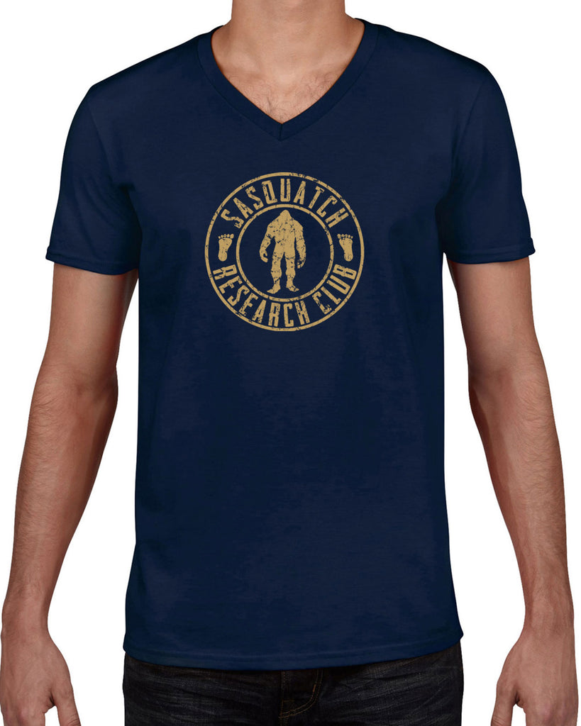 Sasquatch Research Club Mens V-Neck Shirt Yeti Bigfoot Squatching Gone Squatchin Squatch College Party Vintage