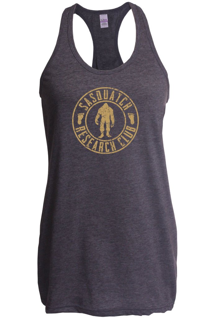 Sasquatch Research Club Racer Back Tank Top Racerback Yeti Bigfoot Squatching Gone Squatchin Squatch College Party Vintage