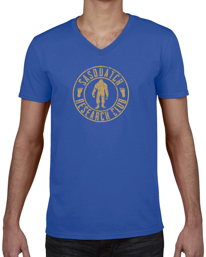 Sasquatch Research Club Mens V-Neck Shirt Yeti Bigfoot Squatching Gone Squatchin Squatch College Party Vintage