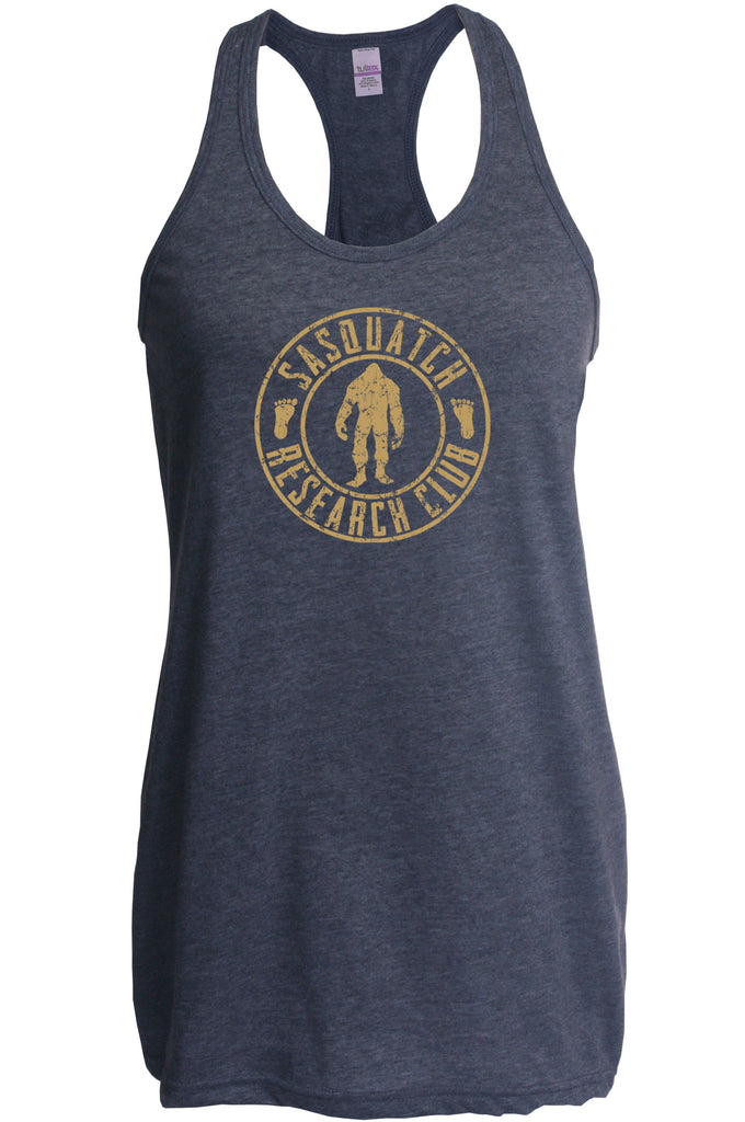 Sasquatch Research Club Racer Back Tank Top Racerback Yeti Bigfoot Squatching Gone Squatchin Squatch College Party Vintage