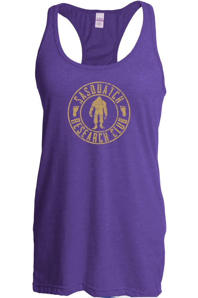 Sasquatch Research Club Racer Back Tank Top Racerback Yeti Bigfoot Squatching Gone Squatchin Squatch College Party Vintage