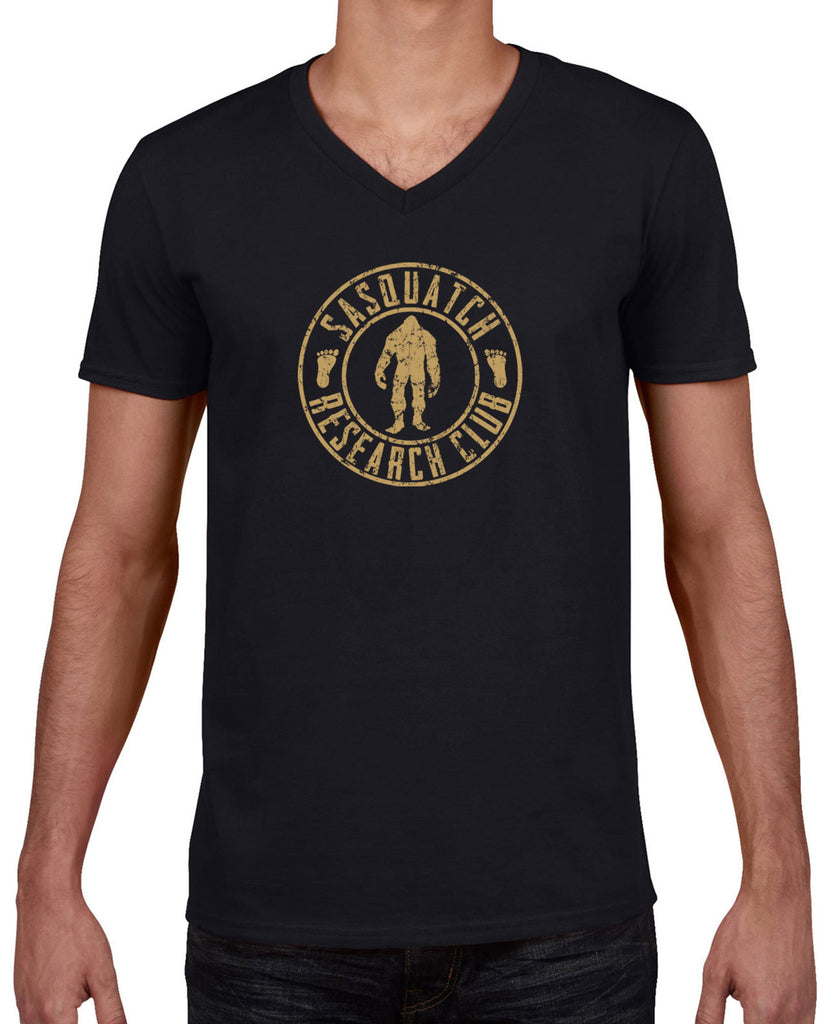 Sasquatch Research Club Mens V-Neck Shirt Yeti Bigfoot Squatching Gone Squatchin Squatch College Party Vintage