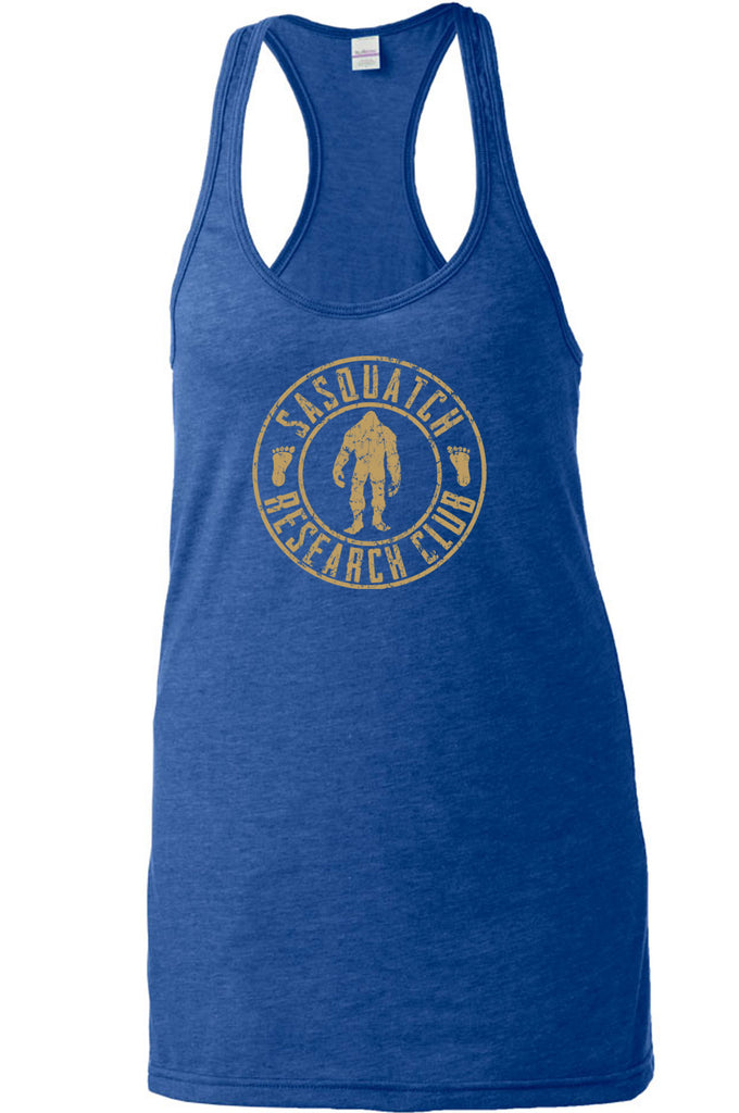 Sasquatch Research Club Racer Back Tank Top Racerback Yeti Bigfoot Squatching Gone Squatchin Squatch College Party Vintage