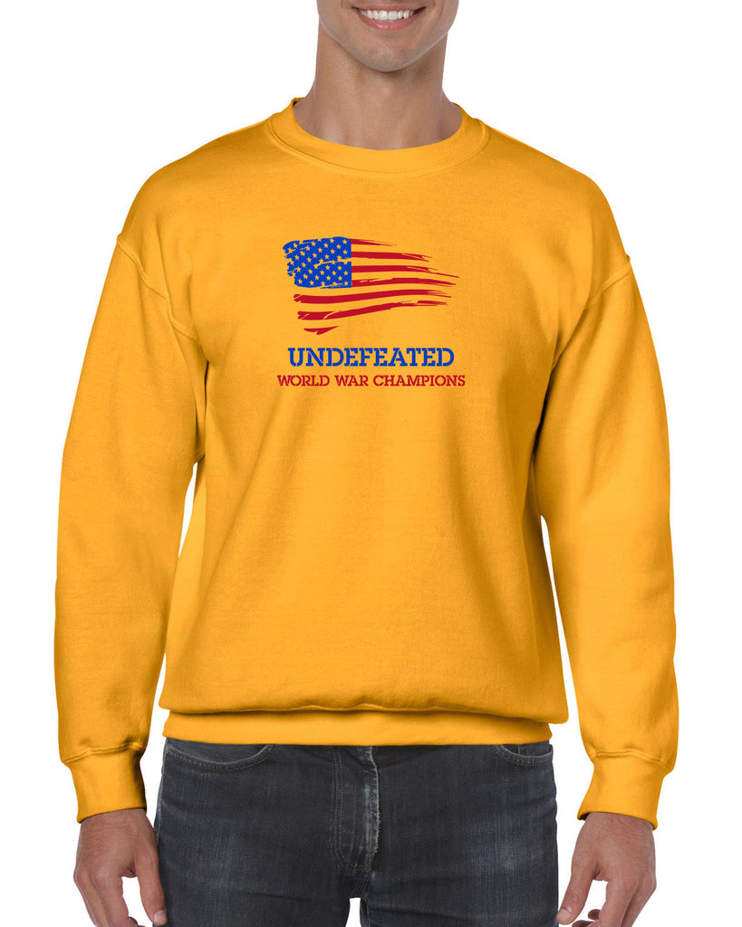 Undefeated World War Champions Crew Sweatshirt Army Military Marines Back to Back Navy America USA Vintage Retro