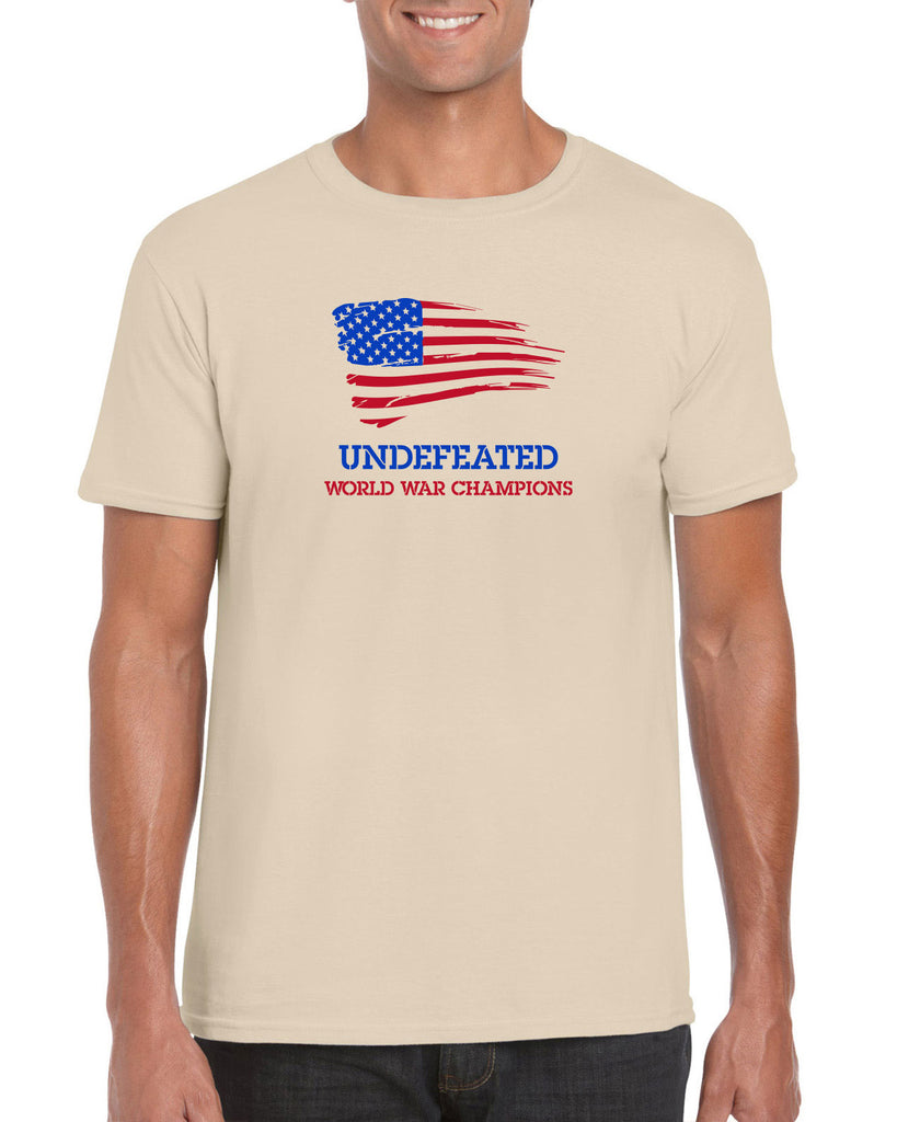 Undefeated World War Champions Mens T-Shirt Army Military Marines Back to Back Navy America USA Vintage Retro