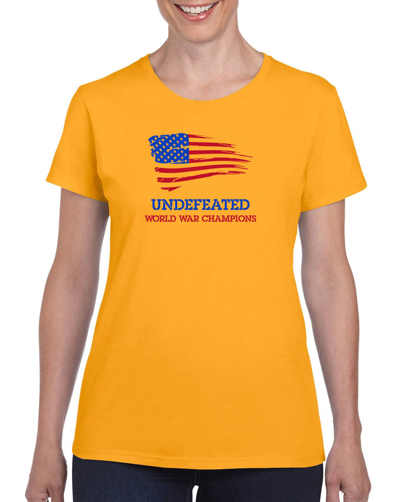 Undefeated World War Champions Womens T-Shirt Army Military Marines Back to Back Navy America USA Vintage Retro