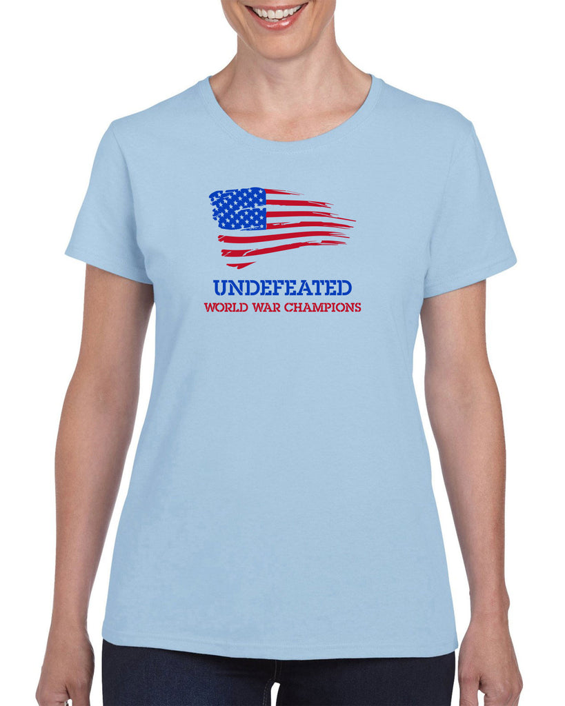 Undefeated World War Champions Womens T-Shirt Army Military Marines Back to Back Navy America USA Vintage Retro