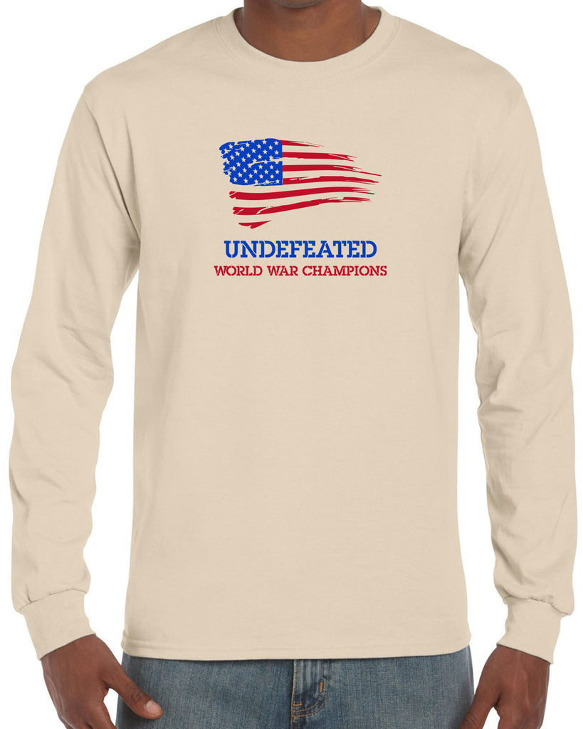 Undefeated World War Champions Long Sleeve Shirt Army Military Marines Back to Back Navy America USA Vintage Retro