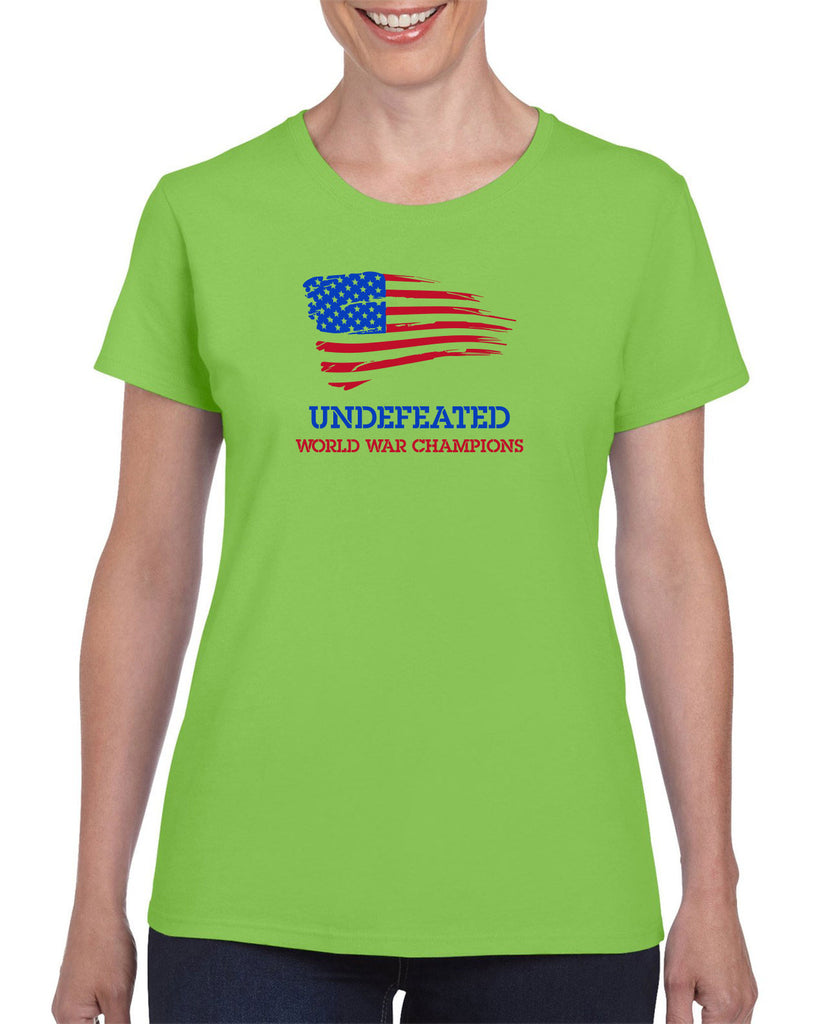 Undefeated World War Champions Womens T-Shirt Army Military Marines Back to Back Navy America USA Vintage Retro