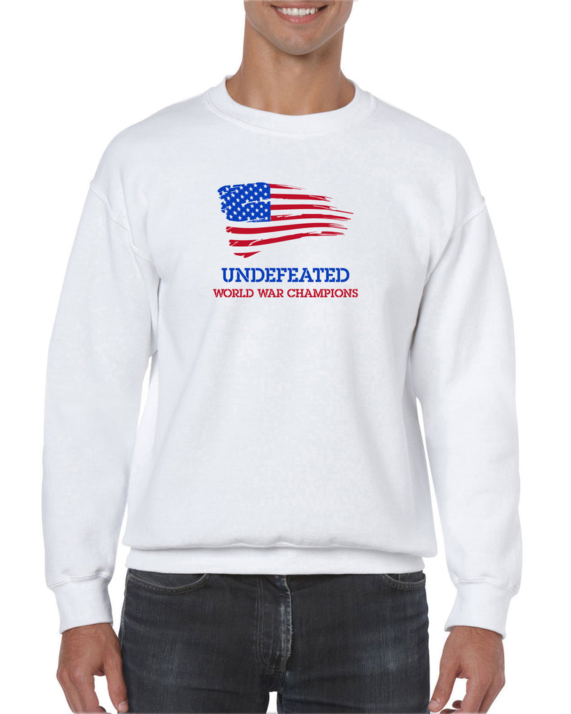 Undefeated World War Champions Crew Sweatshirt Army Military Marines Back to Back Navy America USA Vintage Retro
