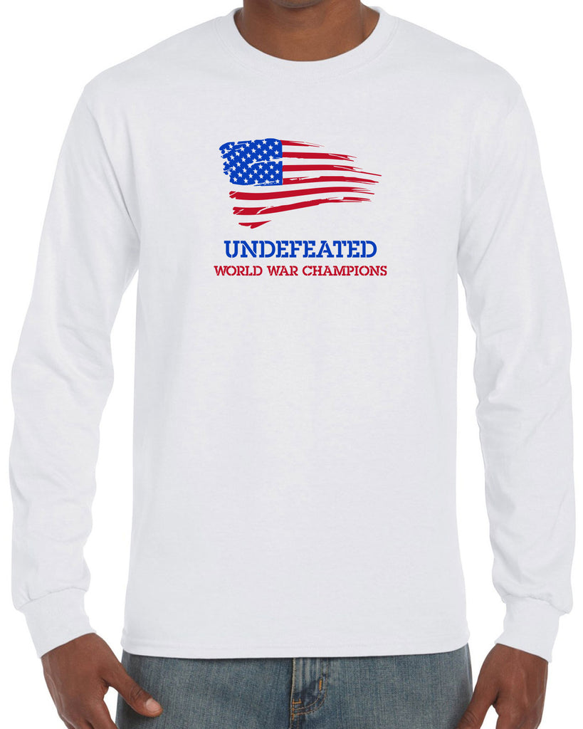 Undefeated World War Champions Long Sleeve Shirt Army Military Marines Back to Back Navy America USA Vintage Retro