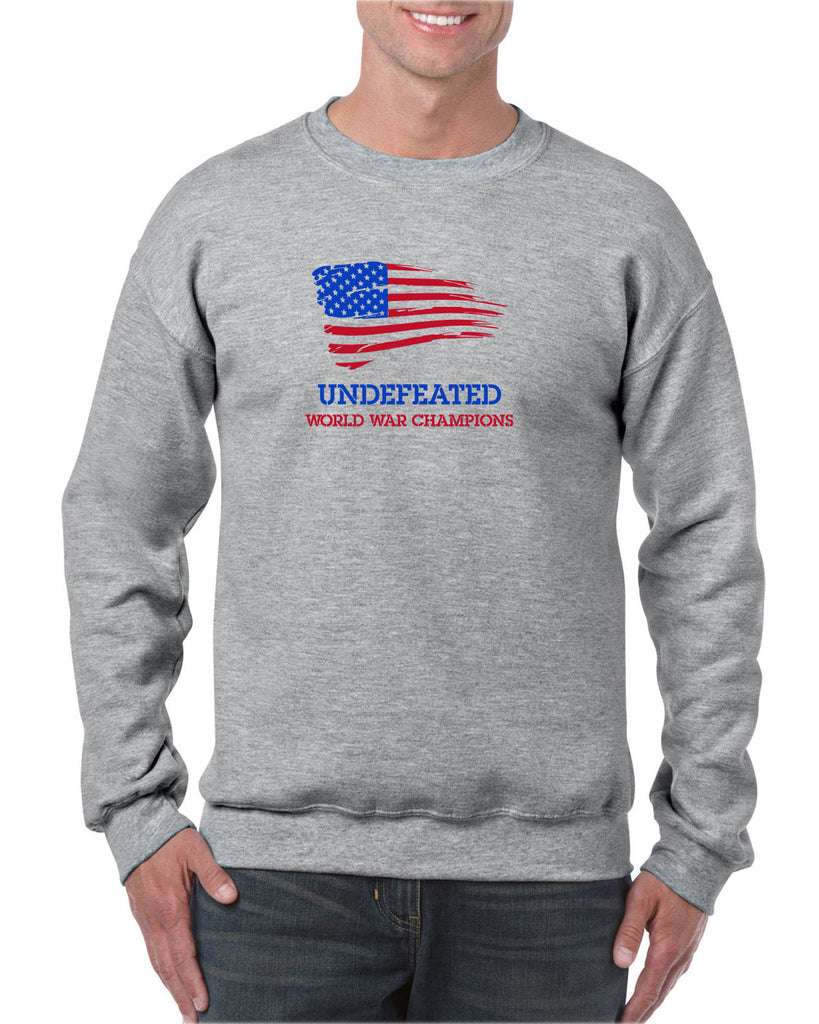 Undefeated World War Champions Crew Sweatshirt Army Military Marines Back to Back Navy America USA Vintage Retro