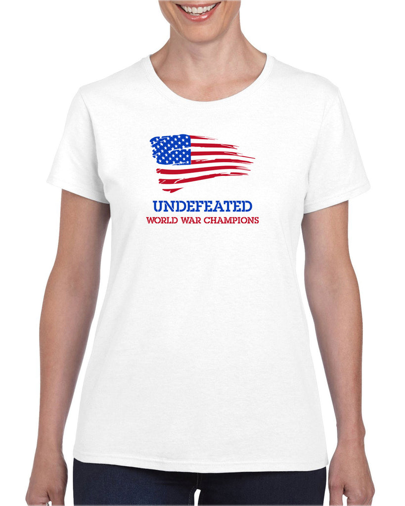 Undefeated World War Champions Womens T-Shirt Army Military Marines Back to Back Navy America USA Vintage Retro