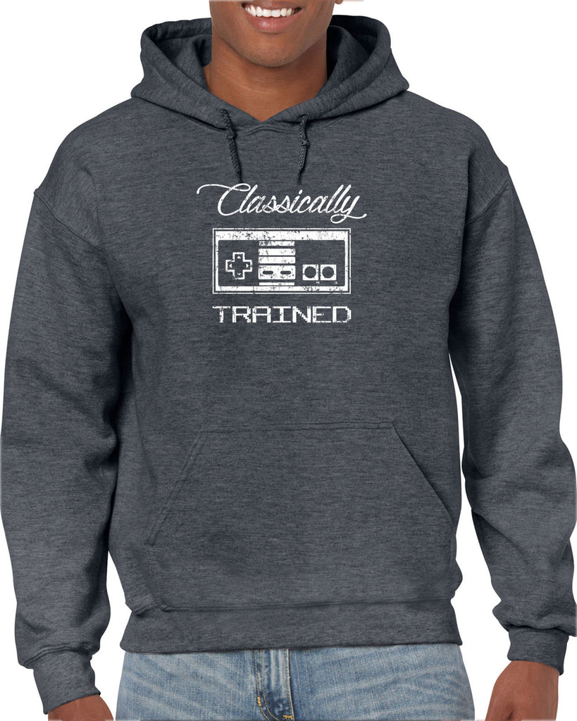Classically Trained Hoodie Hooded Sweatshirt Video Game Controller 80s Nintendo Noob Gamer Vintage Retro