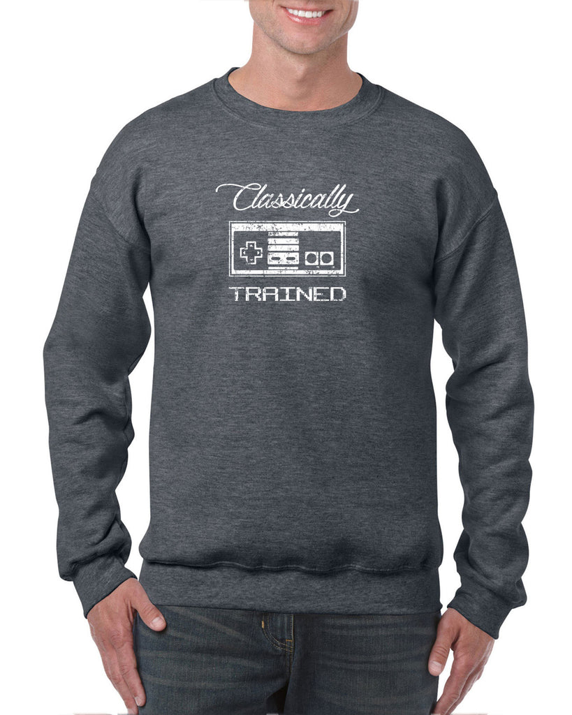 Classically Trained Crew Sweatshirt Video Game Controller 80s Nintendo Noob Gamer Vintage Retro