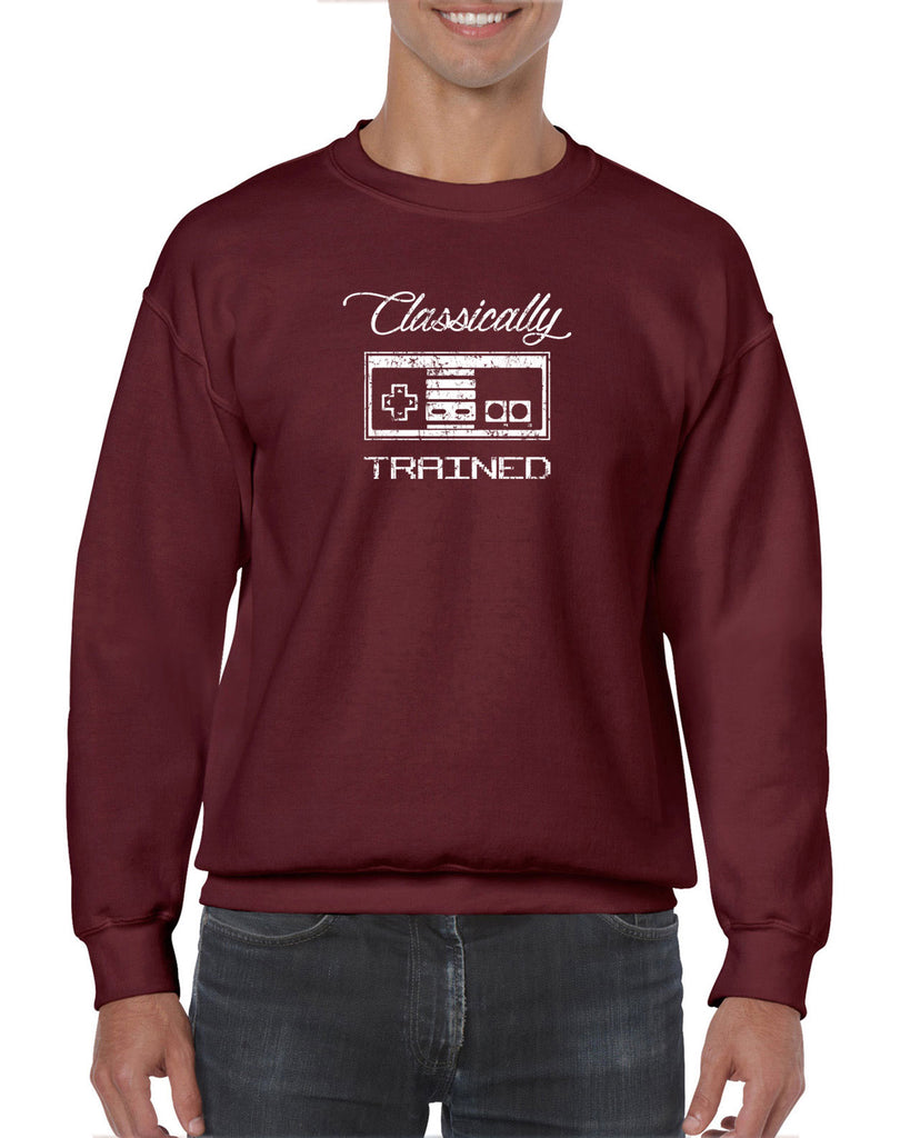 Classically Trained Crew Sweatshirt Video Game Controller 80s Nintendo Noob Gamer Vintage Retro