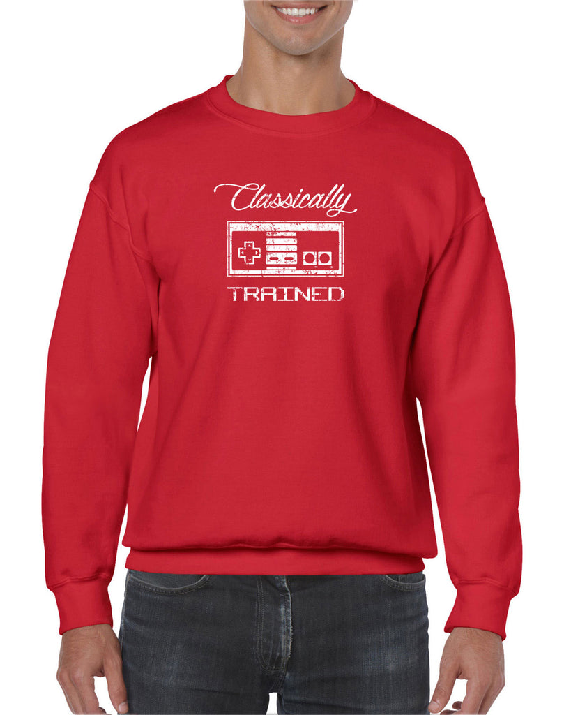 Classically Trained Crew Sweatshirt Video Game Controller 80s Nintendo Noob Gamer Vintage Retro