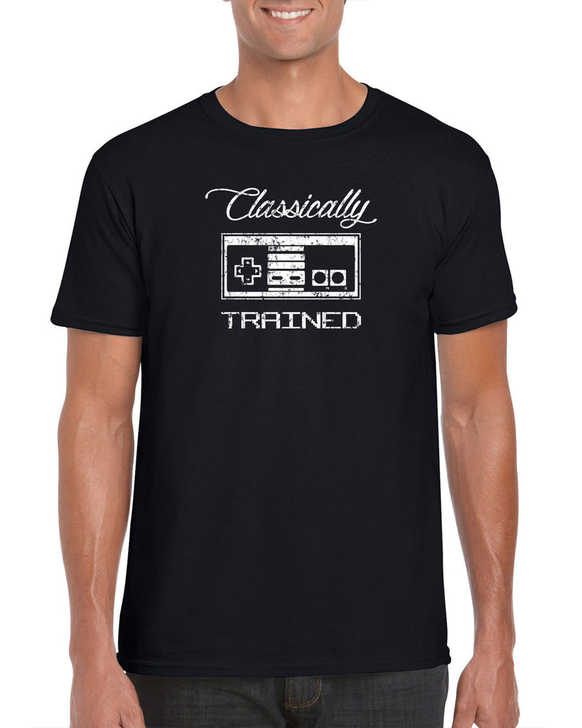 Classically Trained Mens T-Shirt Video Game Controller 80s Nintendo Noob Gamer Vintage Retro
